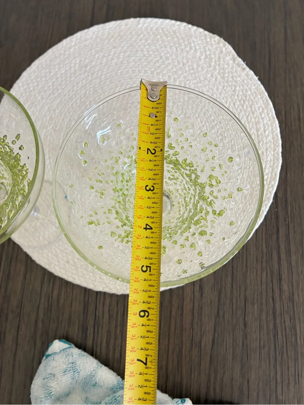 Pier 1 Glass Margarita Set with Lime Green Bubble Detail